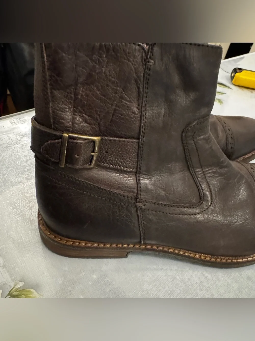Ben Sherman Brown Real Leather Boots - Classic Cap-Toe Chelsea Style Size 11